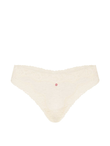 Cotton Lace-Waist Thong Panty