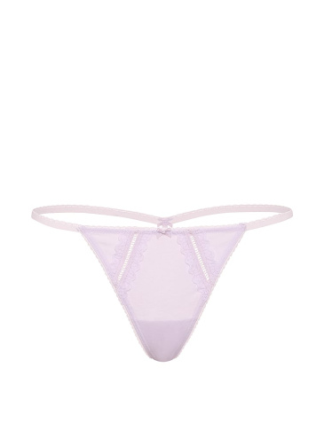 Cotton Lace-Trim V-String Panty