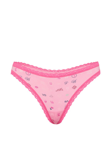 Cotton Lace-Waist Thong