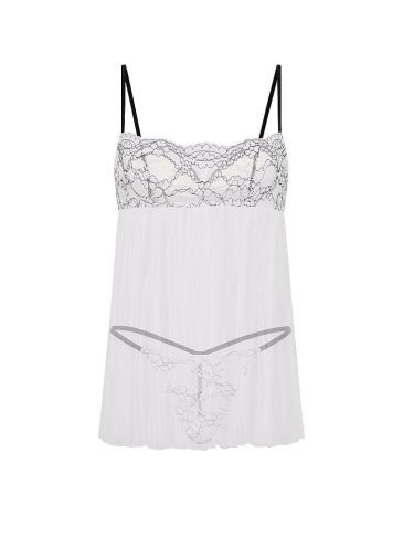 Dare To Dream Lace Pleated Babydoll Set