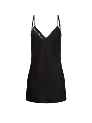 Shine Script Satin Mini Slip Dress