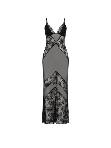 Chiffon & Rose Lace Maxi Slip Dress