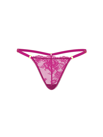 Ružové Čipkované Nastaviteľné V‑String Nohavičky