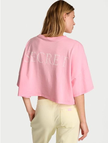 Logo – Bavlnené Oversized Crop Tričko