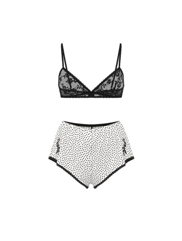 Čipkový Bralet A Šortky Z Šifónu S Bodkovaným Vzorom – Set