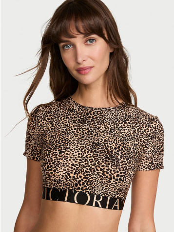 Bavlnený krátky braletový crop top s krátkym rukávom