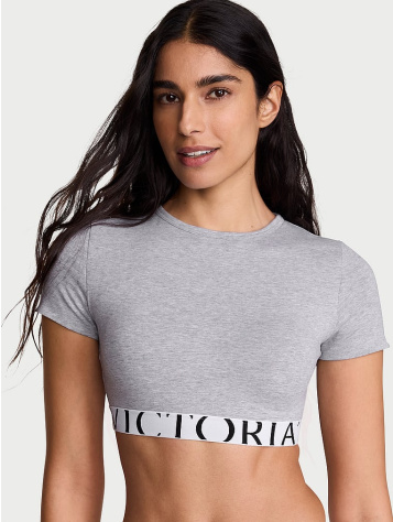 Bavlnený krátky braletový crop top s krátkym rukávom