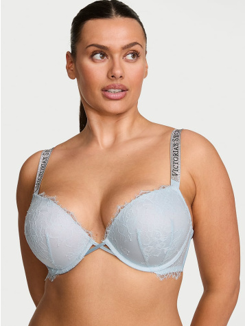 Bombshell Shine Strap ružová čipkovaná push-up podprsenka +2 košíky