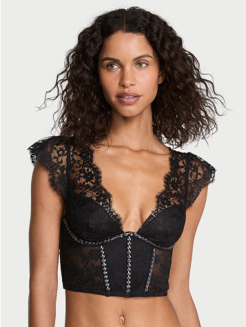 Twinkle Lace Cap-Sleeve Corset Top